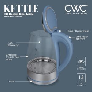 COOK WITH COLOR Glass Electric Kettle 1.8L – Blue