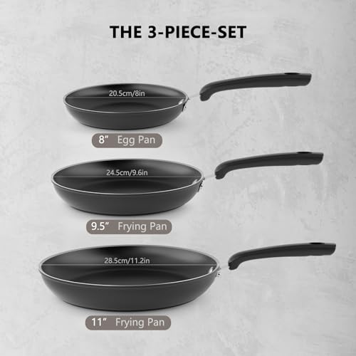 COOKSMARK Aluminum Nonstick Frying Pan Set 3-Piece - Image 5