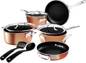 GOTHAM STEEL Copper Non Stick Cookware Set, 10 Pc