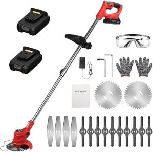 TeqHome Cordless Lawn Trimmer With 2 Batteries