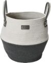 Household Essentials Cotton Gray And White Basket