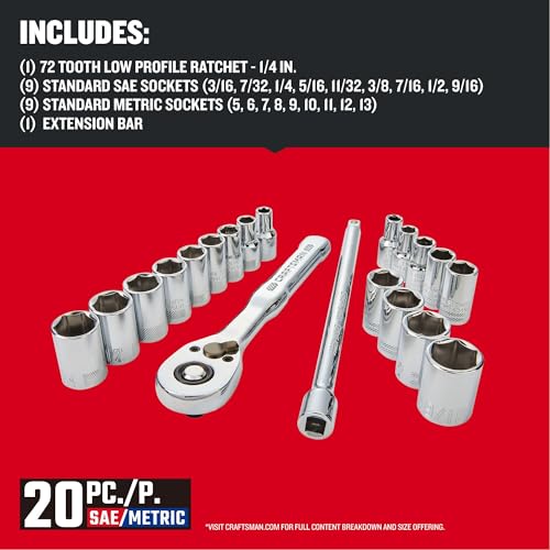 CRAFTSMAN Mechanics Tool Set, 1/4 Inch Drive (CMMT12108) - Image 3