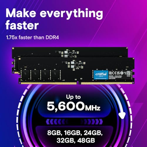 Crucial 16GB DDR5 4800MHz CL40 Desktop Memory CT2K8G48C40U5 - Image 3