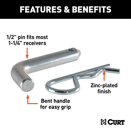 CURT Trailer Hitch Pin & Clip, 1/2-Inch Diameter - Image 3