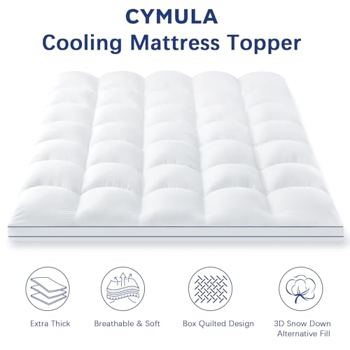 CYMULA Queen Cooling Pillow Top Mattress Topper - Image 3