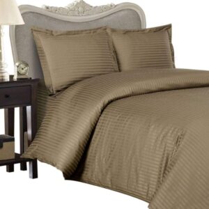 Egyptian Cotton Factory Dark Brown Damask Stripe Comforter Set