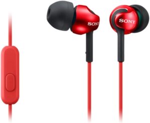 Sony Deep Bass Earphones with Mic - Red