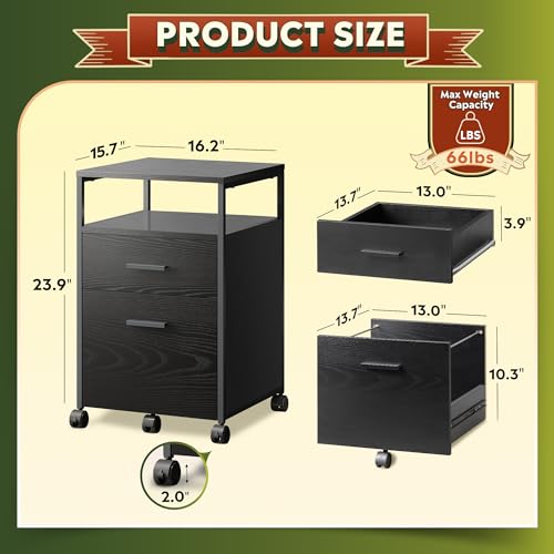 DEVAISE 2 Drawer File Cabinet Mobile Printer Stand - Image 3