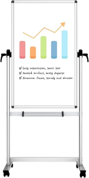 VIZ-PRO Double-Sided Magnetic Mobile Whiteboard, 48x24 Inches