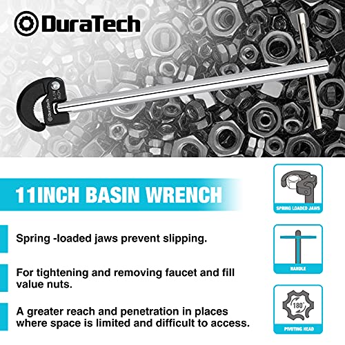 DURATECH 11-Inch Adjustable Basin Wrench, 3/8'' to 1-1/4'' Capacity - Image 3
