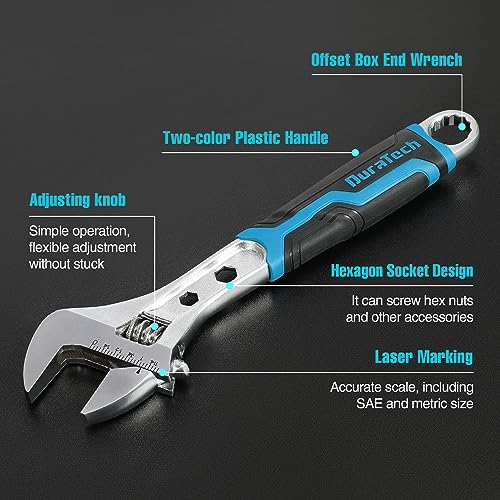 DURATECH 4-Piece Adjustable Wrench Set, CR-V Steel - Image 3