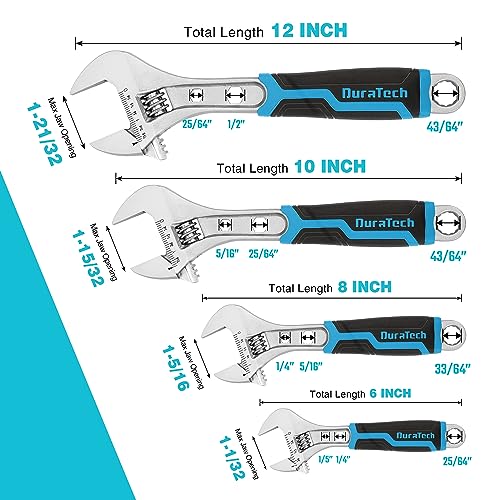 DURATECH 4-Piece Adjustable Wrench Set, CR-V Steel - Image 2