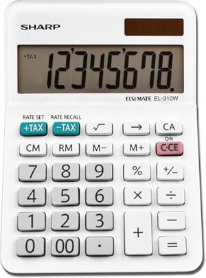Sharp EL-310WB Calculator, White, 3.125 Inches
