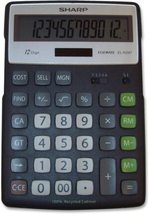 Sharp EL-R297BBK 12-Digit Recycled Plastic Calculator
