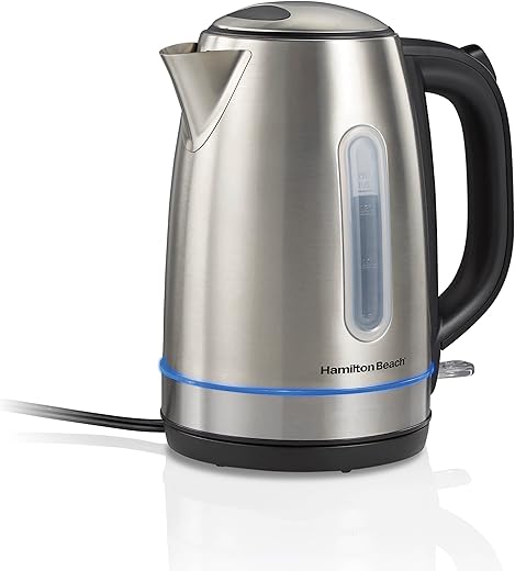 Hamilton Beach Electric Tea Kettle, 1.7 Liter, Stainless Steel