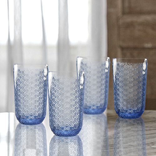 Elle Decor 4 Piece Highball Set, Blue, 14 Ounces - Image 2