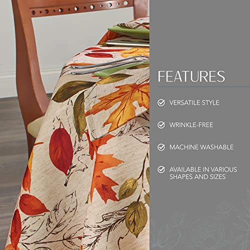 Elrene Autumn Leaves Wrinkle Resistant Tablecloth, 70" Round - Image 3