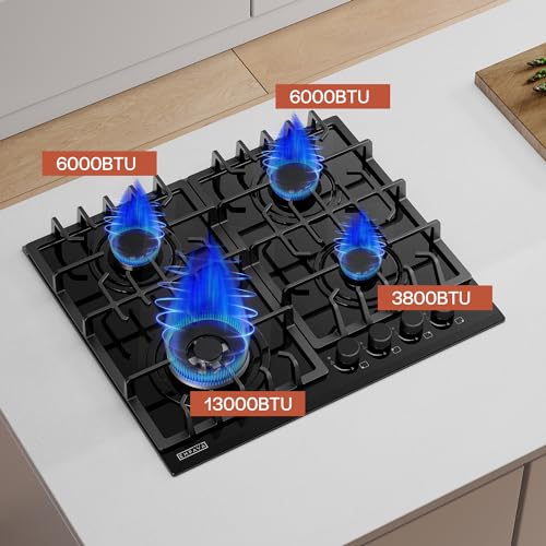 Empava 24 In. Gas Stove Cooktop, 4 Burners - Image 3