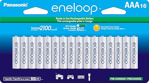 Panasonic Eneloop AAA Ni-MH Rechargeable Batteries, 16 Pack