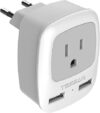 TESSAN European Travel Plug Adapter With USB Ports