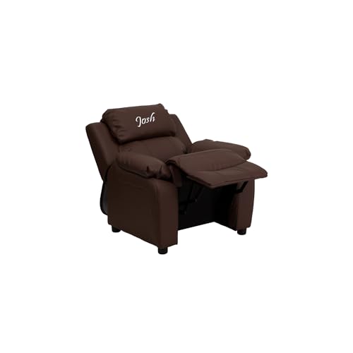 Flash Furniture BT-7985-KID-BRN-LEA-EMB-GG: Personalized Kids Recliner With Storage - Image 3