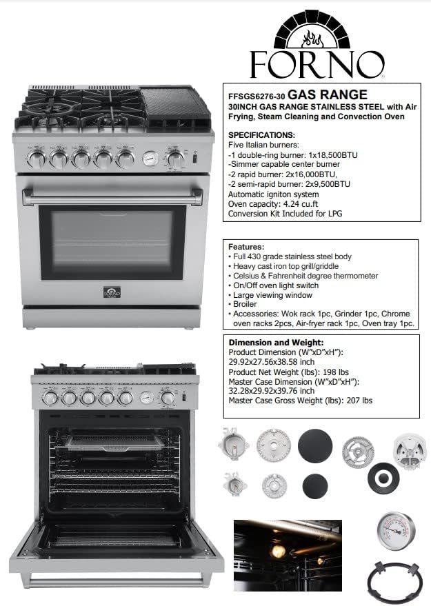 Forno Lazio Full Gas 30" Freestanding Range - Image 3