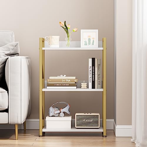FUTRWORE Gold Narrow 3 Tier Bookshelf - Image 4