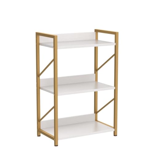 FUTRWORE Gold Narrow 3 Tier Bookshelf - Image 5