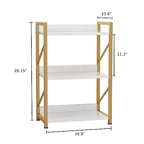 FUTRWORE Gold Narrow 3 Tier Bookshelf - Image 2