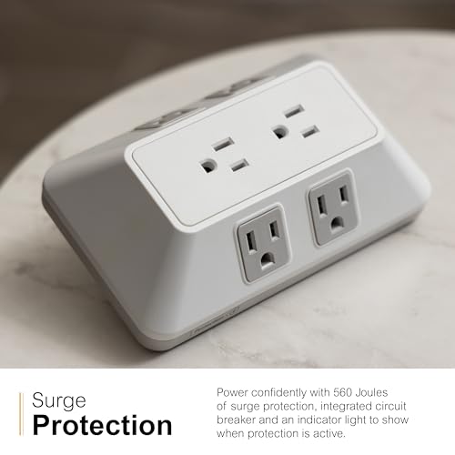 GE 6-Outlet Surge Tap, 560J, White/Gray - Image 5