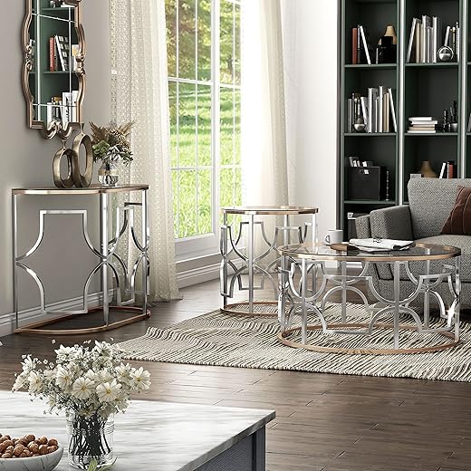 Furniture of America Glam Modern 3-Piece Coffee Table Set