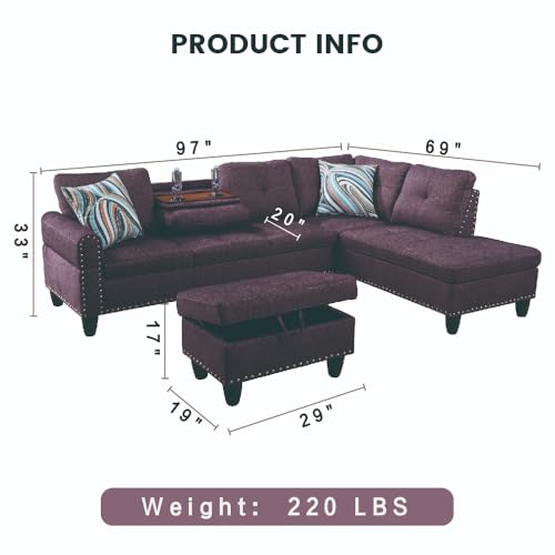 GlasFlength L Shaped Sectional Couch With Storage - Image 3