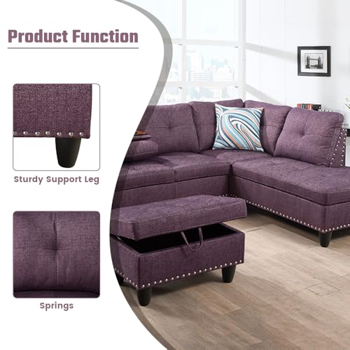 GlasFlength L Shaped Sectional Couch With Storage - Image 5