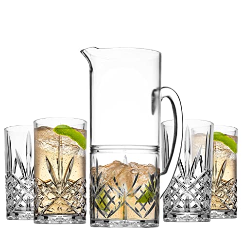 Godinger Pitcher And Highball Drinking Glasses Set - Image 3