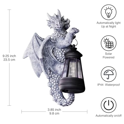 Goodeco Dragon Tree Hugger Garden Statue With Solar Lantern - Image 4