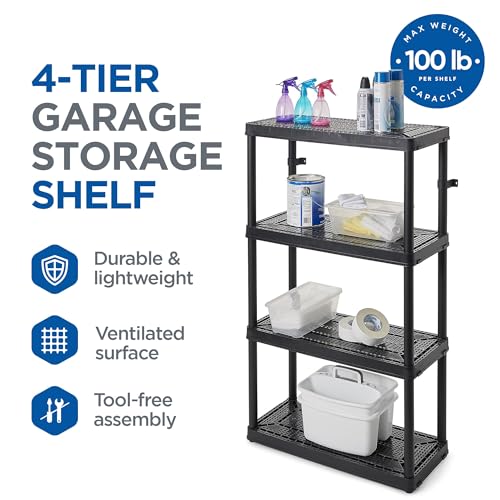 Gracious Living 14" X 32" X 54.5" 4-Shelf Resin Storage Organizer, Black - Image 4