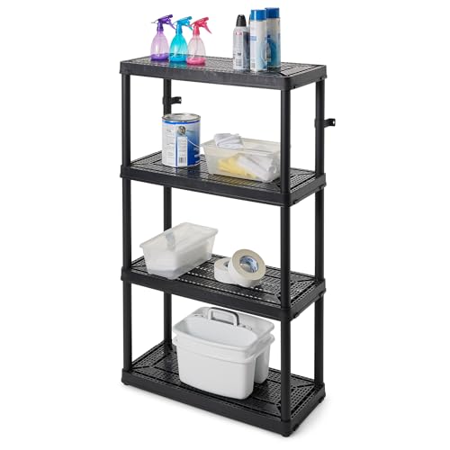 Gracious Living 14" X 32" X 54.5" 4-Shelf Resin Storage Organizer, Black - Image 5