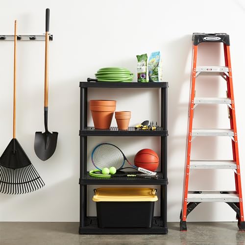 Gracious Living 14" X 32" X 54.5" 4-Shelf Resin Storage Organizer, Black - Image 2