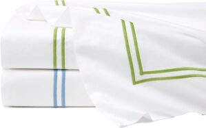 Sferra Grande Hotel King Sheet Set – White/Fern