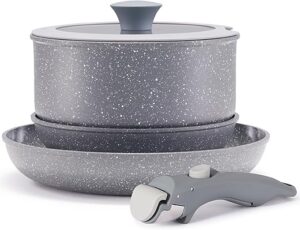 vkoocy Gray Non Stick Pot And Pan Set