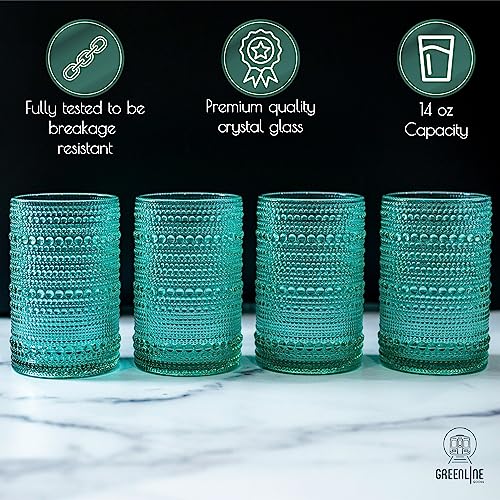 Greenline Goods Blue Green Hobnail Drinking Glasses Set - Image 3