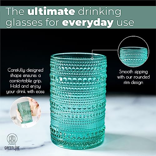 Greenline Goods Blue Green Hobnail Drinking Glasses Set - Image 4