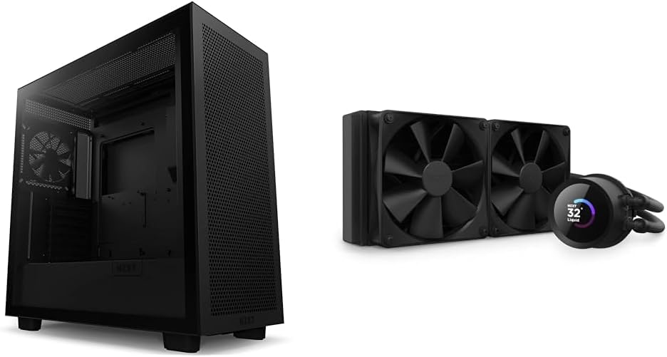 NZXT H7 Flow ATX Mid Tower Case RL-KN-240-B1 AIO Cooler