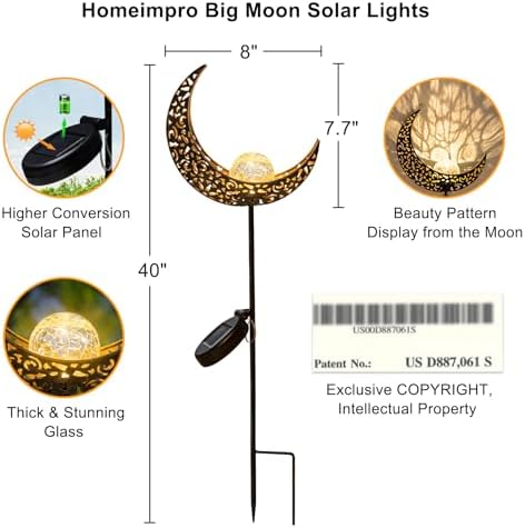 HOMEIMPRO Moon Solar Lights Outdoor Garden Stakes - Image 5