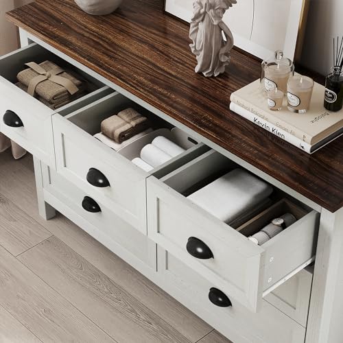 HOUROM Farmhouse White 7 Drawer Dresser - Image 4