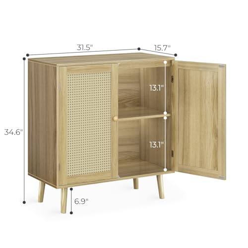 Huuger Buffet Cabinet With Rattan Decor Doors - Image 3
