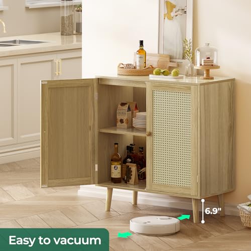Huuger Buffet Cabinet With Rattan Decor Doors - Image 4