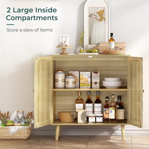 Huuger Buffet Cabinet With Rattan Decor Doors - Image 5