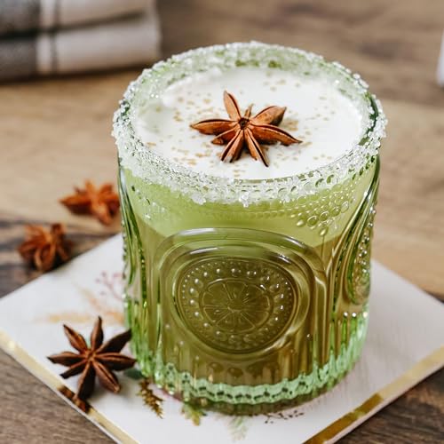 Kate Aspen Retro Arch Floral Green Drinking Glasses Set - Image 3