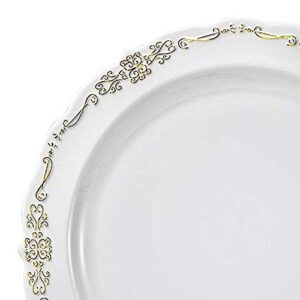 Kaya White Vintage Round Disposable Dinner Plates